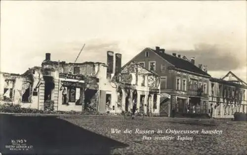 Ak Gwardeisk Tapiau Ostpreußen, Wie die Russen in Ostpreussen hausten Das zerstörte Tapiau