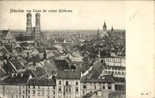 Ak München, Hofbräuhaus, Aussicht auf  Türme der Protestanten Kirche, Häuser, Dachlandschaft