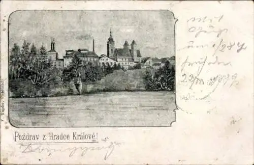 Ak Hradec Králové Königgrätz Stadt, Teilansicht