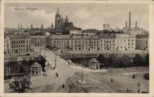 Ak Hradec Králové Königgrätz Stadt, Panorama, Brücke