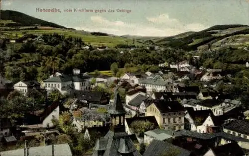 Ak Vrchlabí Hohenelbe Reg Königgrätz, Blick vom Kirchturm gegen das Gebirge