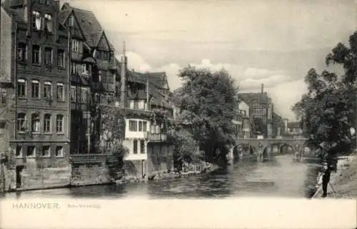 Ak Hannover in Niedersachsen,  Alt-Venedig, Fluss, historische Gebäude, Brücke