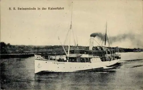 Ak Świnoujście Swinemünde Pommern, S. S.  Dampfschiff, Wasserlandschaft, Kaiserfahrt