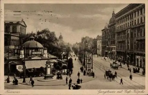 Ak Hannover in Niedersachsen, Georgstraße, Café Kröpcke, historische Architektur, Menschen, St...