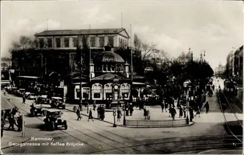 Ak Hannover in Niedersachsen,  Georgstraße, Kaffee Kröpcke, historische Straßenszene