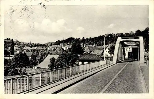 Ak Vlotho an der Weser, Brücke, Landschaft, historische Gebäude, Stadtansicht, Postkarte