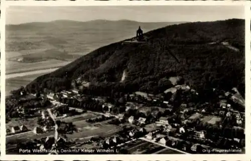 Ak Porta Westfalica, Fliegeraufnahme, Kaiser Wilhelm I. Denkmal