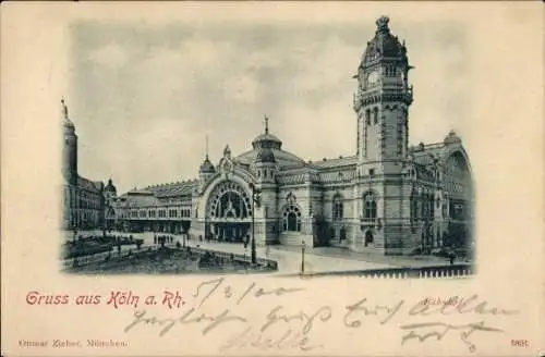 Ak Köln am Rhein, Historisches Bahnhofsgebäude, Postkarte von Ottmar Zieher