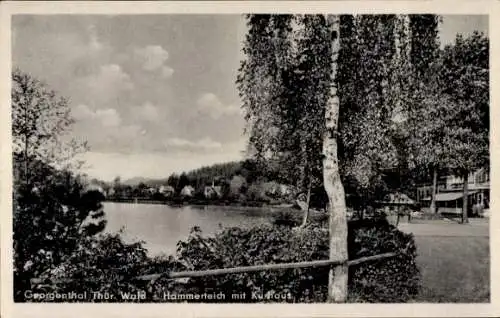 Ak Georgenthal in Thüringen, Hammerteich mit Kuhaus, Bäume, Wasser, Wolken