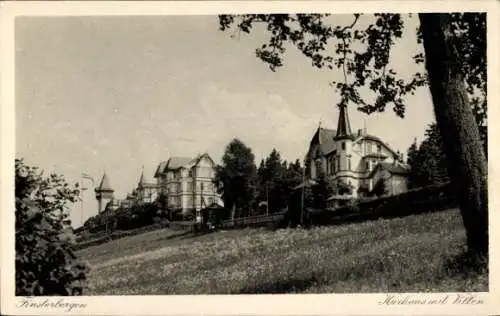 Ak Finsterbergen Friedrichroda im Thüringer Wald, Karhaus mit Villen, schöne Landschaft, Hügel...