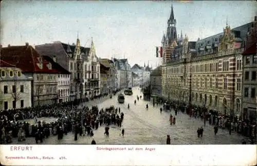 Ak Erfurt in Thüringen, Stadtansicht, Menschenmenge, Gebäude, Sonnstagskonzert
