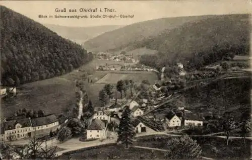 Ak Schwarzwald Ohrdruf in Thüringen, Gruß aus Ohrdruf i. Thar, Blick in Schwarzwaldgrund, Stra...