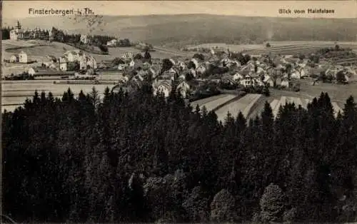 Ak Finsterbergen Friedrichroda Thüringen, Totalansicht vom Ort, Blick vom Hainfelsen