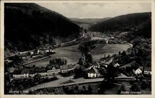 Ak Ohrdruf in Thüringen, Straße nach Oberhof, Panorama