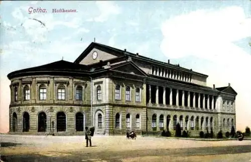 Ak Gotha in Thüringen, Hoftheater, historische Architektur, Postkarte mit farbiger Darstellung