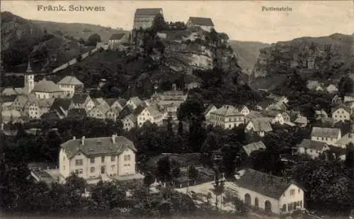 Ak Pottenstein in Oberfranken, Schweizer Landschaft, Gebäude, Hügel, Burg, Kirche