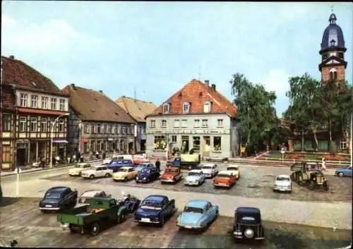 Ak Waren an der Müritz, Markt, Autos