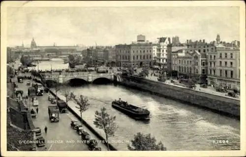 Ak Dublin Irland, O'Connell Bridge, River Liffey