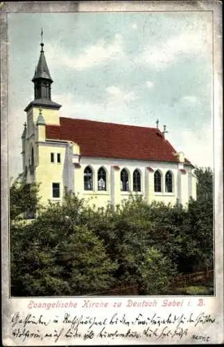 Ak Jablonné v Podještědí Deutsch Gabel Region Reichenberg, Evangelische Kirche