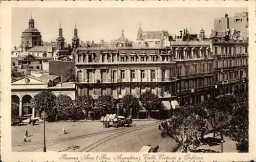 Ak Buenos Aires Argentinien, Stadtansicht, Straßenansicht, historische Architektur, Wagen auf ...