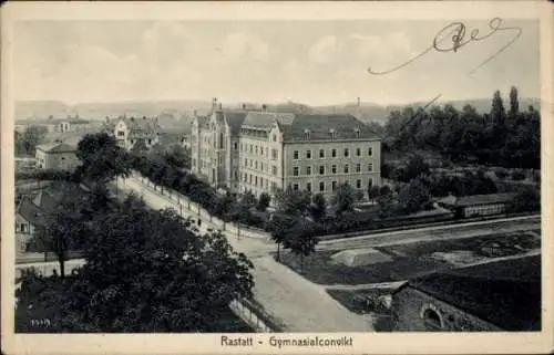 Ak Rastatt im Schwarzwald Baden, Gymnasialconvikt, Gebäude, Bäume, Straße, Landschaft