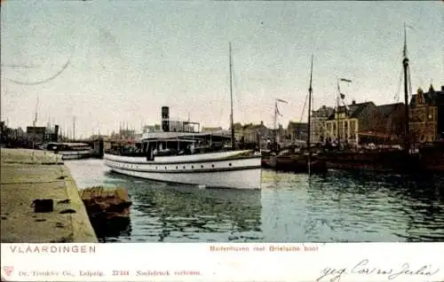 Ak Vlaardingen Südholland, Boten im Hafen, alte Postkarte, farbig, beschriftet, Sehenswürdigkeit