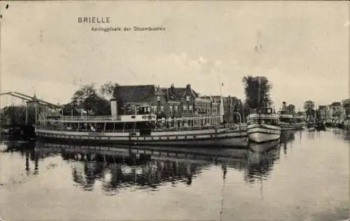 Ak Brielle Südholland, BRIELLE, Anlegplatz der Stoomboote, Schiffe am Wasser