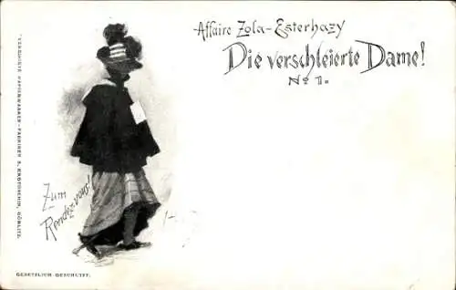 Künstler Ak Die verschleierte Dame, Affaire Zola Esterhazy, Zum Rendezvous