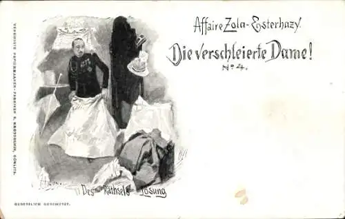 Künstler Ak Die verschleierte Dame, Affaire Zola Esterhazy, Des Rätsels Lösung