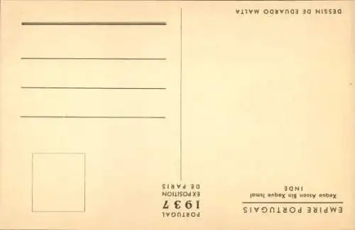 Künstler Ak Malta, E., Exposition de Paris 1937, Empire Portugais, Inde