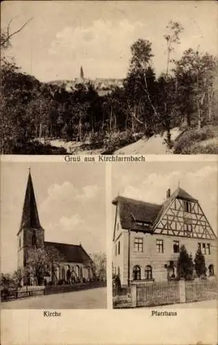 Ak Kirchfarrnbach Wilhermsdorf Mittelfranken, Kirche, Pfarrhaus