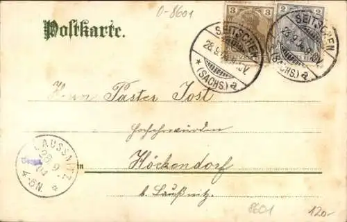 Litho Klein Seitschen Göda in der Oberlausitz, Schloss, Wirtschaftsgebäude, Schanze, Gasthof