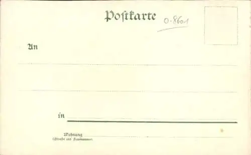 Litho Guhra Puschwitz in der Oberlausitz, Teilansicht, Gut, Grundstück