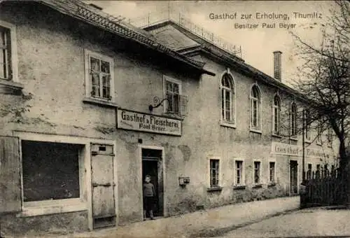 Ak Demitz Thumitz in Sachsen, Gasthof zur Erholung, Fleischerei, Paul Beyer
