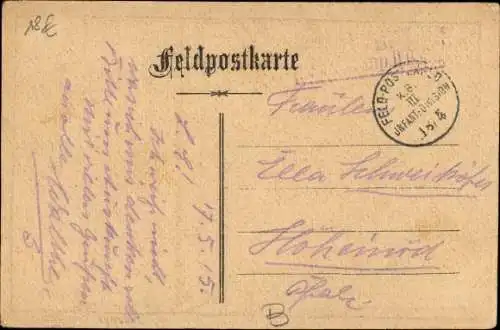 Künstler Ak P. Denys, Messines Mesen Westflandern, Kriegszerstörung 1. WK