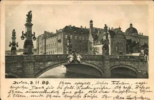 Ak Berlin Mitte, Kaiser-Wilhelm-Brücke, Königliches Schloss