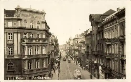 Foto Ak Poznan Posen, Berliner Straße, Straßenbahn