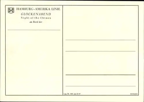 Gedicht Ak Die Stewards treten ein, Glockenabend, HAPAG
