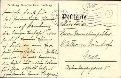 Künstler Ak Bohrdt, Hans, Doppelschrauben Postdampfer President Grant, HAPAG