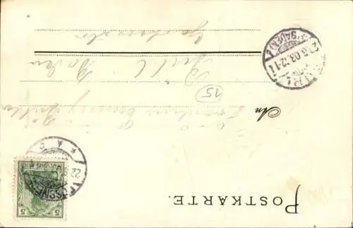 Präge Passepartout Ak Pößneck in Thüringen, Rathaus, Markt, Maler mit Palette