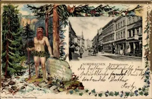 Präge Passepartout Ak Nordhausen am Harz, Rautenstraße