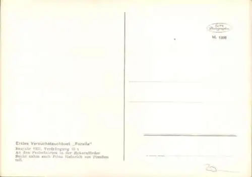 Ak Erstes Versuchs-Tauchboot Forelle, U-Boot, Krupp Germaniawerft Kiel