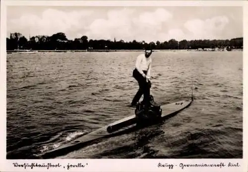 Ak Deutsches Unterseeboot, U-Boot, Krupp Germaniawerft Kiel, Erstes Versuchstauchboot Forelle