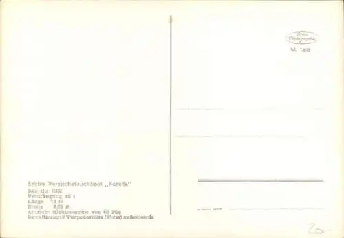 Ak Deutsches Unterseeboot, U-Boot, Krupp Germaniawerft Kiel, Erstes Versuchstauchboot Forelle