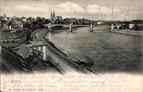 Ak Basel Stadt Schweiz, Teilansicht, Brücke