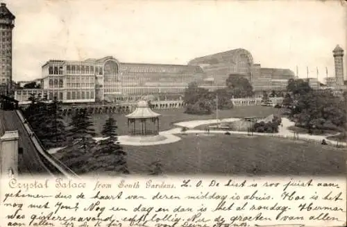 Ak London England, Crystal Palace from South Gardens