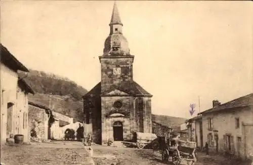 Ak Lissey Lothringen Meuse, Straßenszene mit Kirche, westlicher Kriegsschauplatz 1. WK