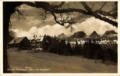 Ak Flums Kanton St. Gallen, Kurhaus Gannenheim 1300 m mit Churfirsten
