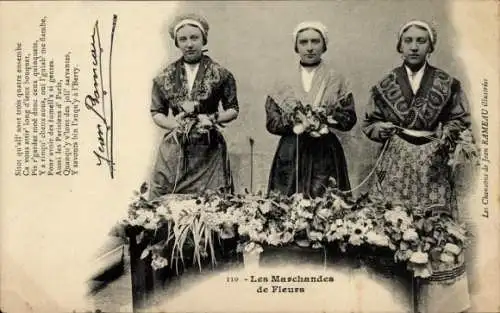 Ak Les Marchandes de Fleurs, les Chansons de Jean Rameau illustrees