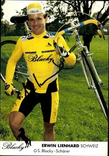 Ak Radrennfahrer Erwin Lienhard, Blacky, Autogramm